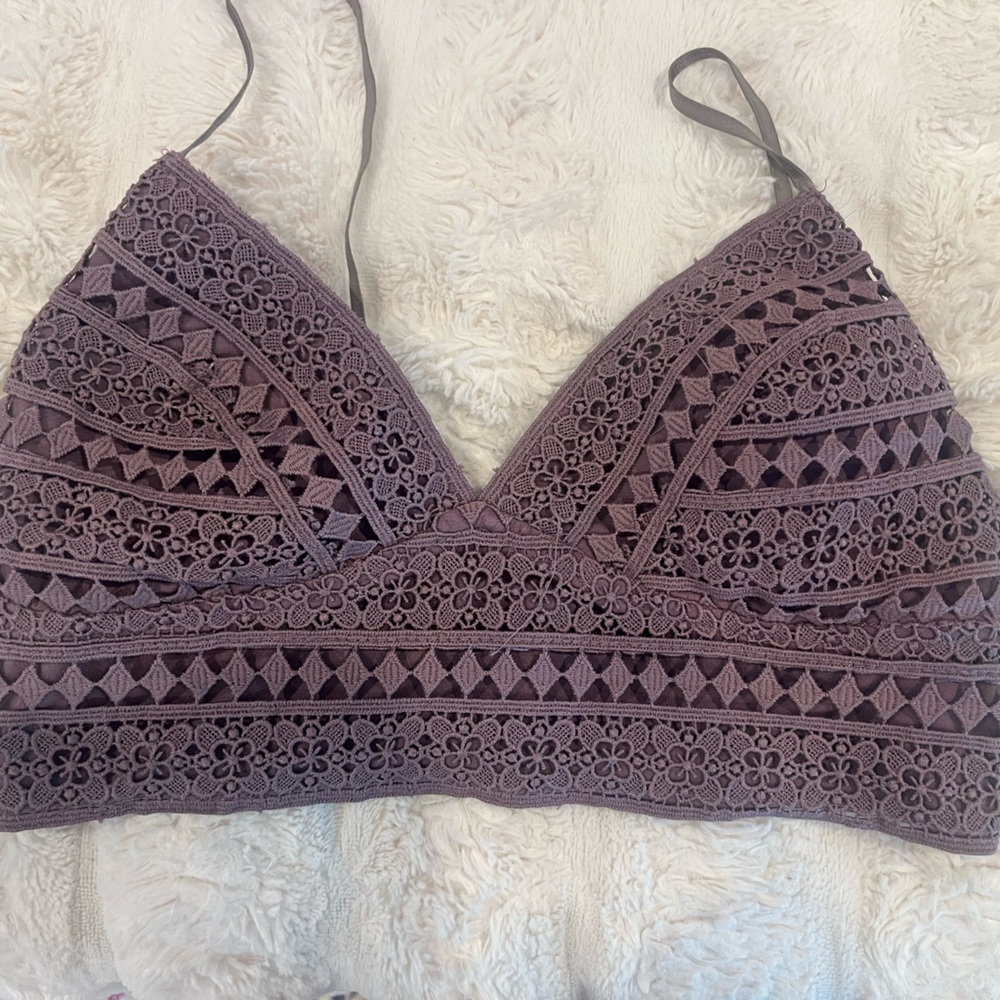 Purple Lace Crop Top